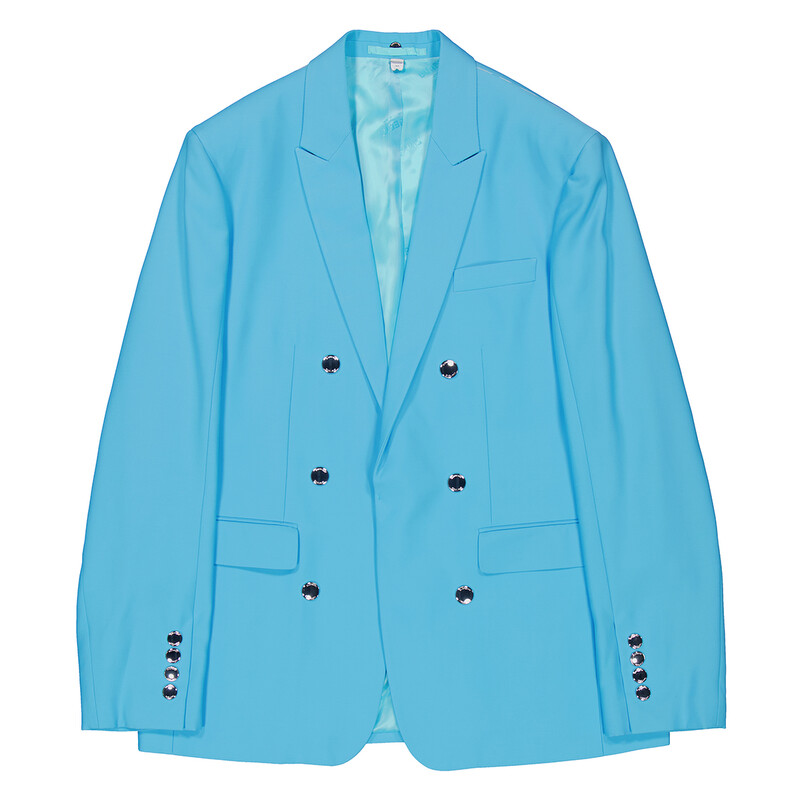 Burberry Men's Bright Opal Blue Wool Tailored Jacket, Brand Size