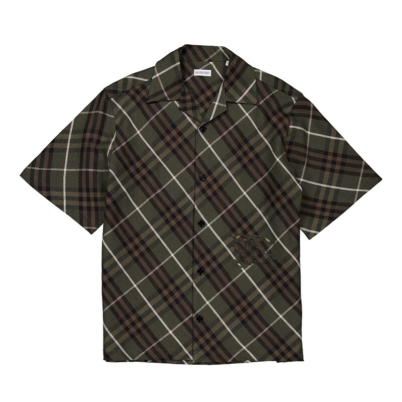 Burberry Men's Check Linen Shirt, Size Large 8090291 - Clothing