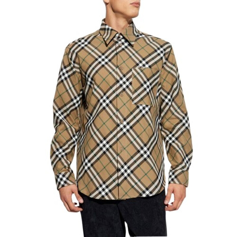 Burberry Men's Check Pattern Button Down Shirt, Size X-Small