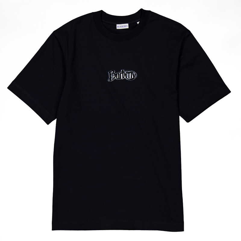 Burberry Men's Coal Flocked-Logo T-Shirt, Size XX-Small 8097810