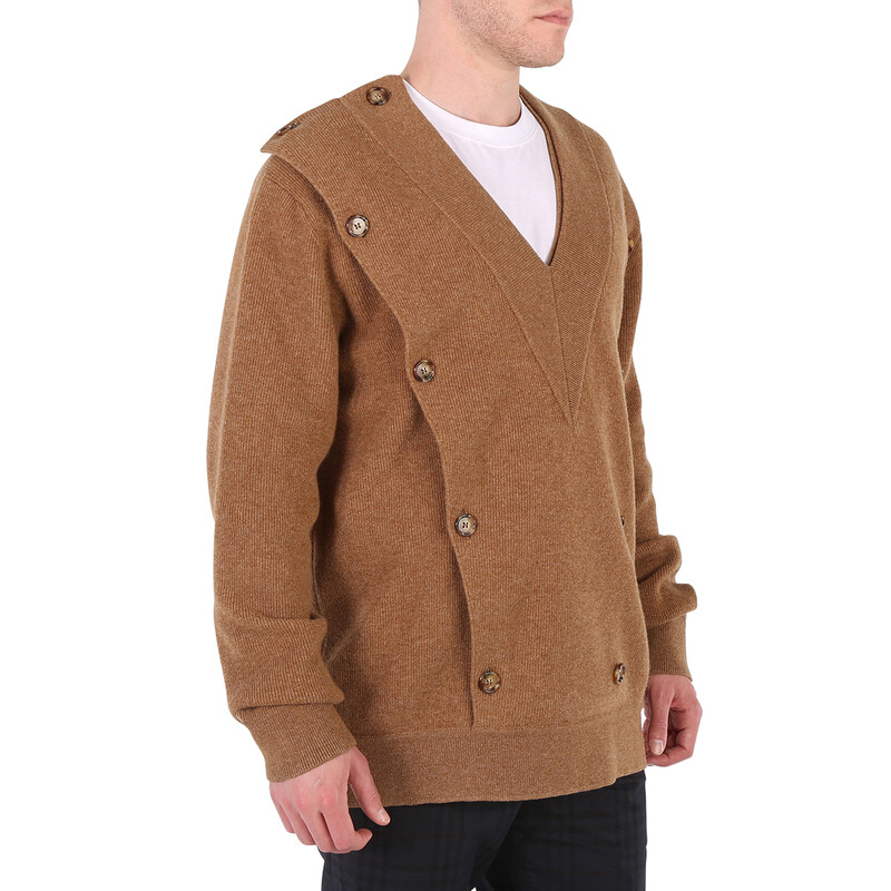 Burberry Men's Double-breasted V-neck Jumper, Size Large 8045465