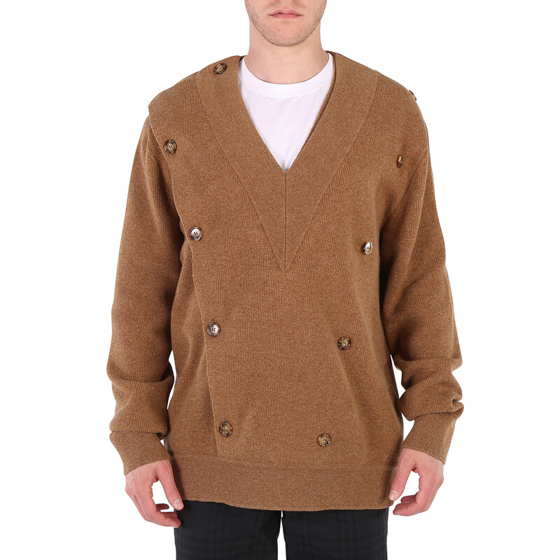 Burberry Men's Double-breasted V-neck Jumper, Size Large 8045465 Burberry Men's Double-breasted V-neck Jumper, Size Large 8045465