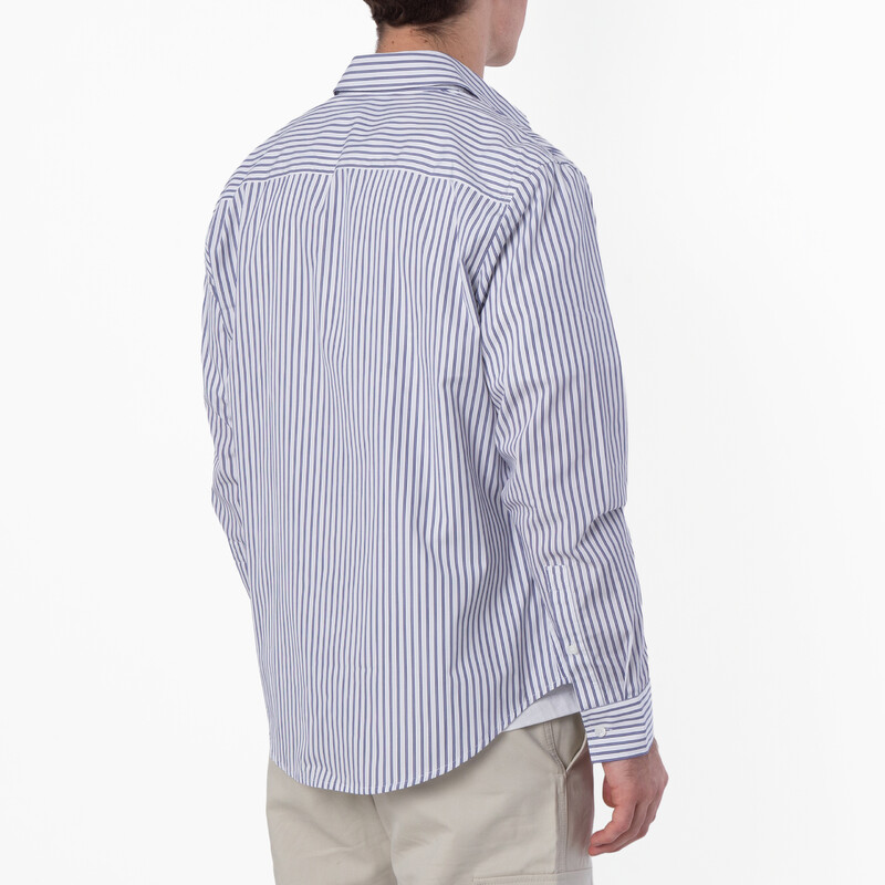 Burberry Men's Iris / Chalk B Shield Logo Stripe Shirt, Size