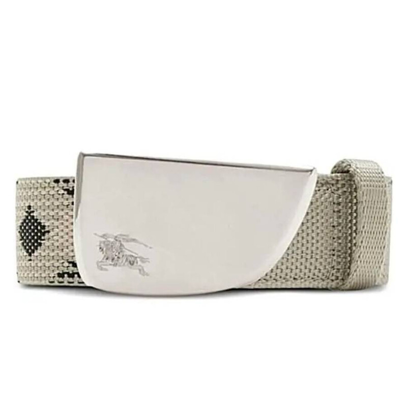 Burberry Men's Lichen Check Webbing Shield Belt, Size 95 8087711