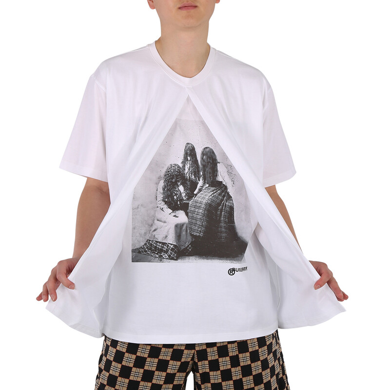 Burberry Optic White Victorian Portrait Print Cotton Oversized T