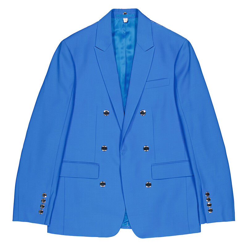 Burberry Men's Vivid Blue Wool Tailored Jacket, Brand Size 58 (US