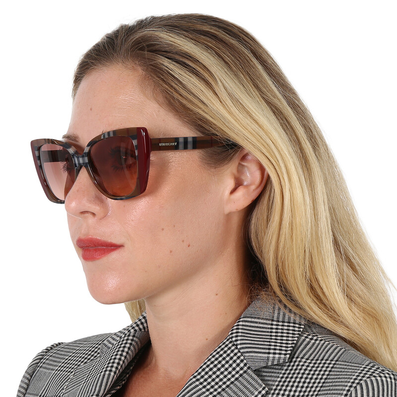 Burberry Meryl Pink Gradient Dark Brown Cat Eye Ladies Sunglasses