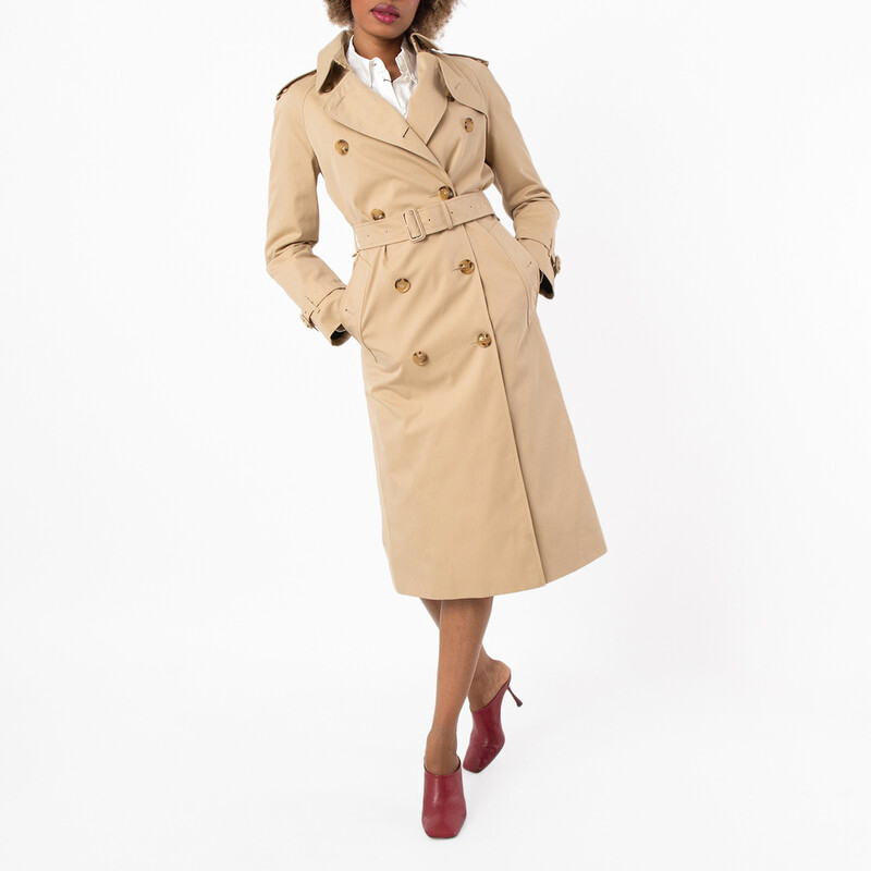 Burberry Monogram Motif Waterloo Trench Coat, Brand Size 6 ( US