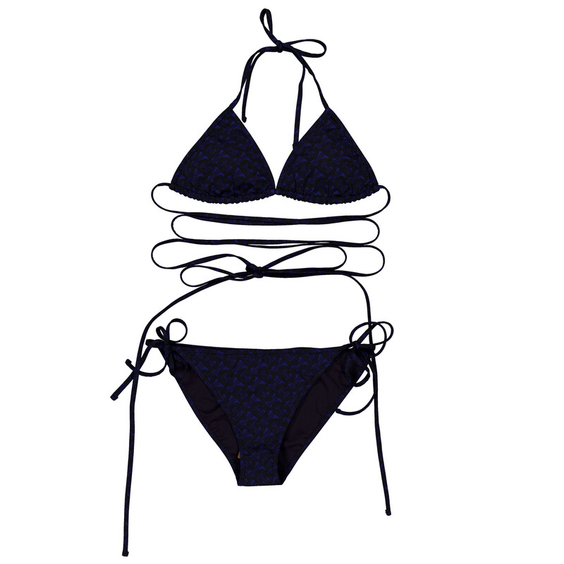 Burberry Monogram Print Triangle Bikini In Deep Royal Blue, Size X