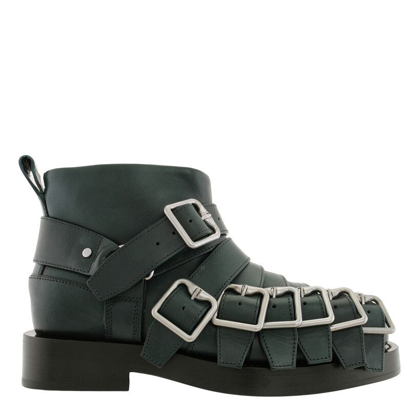 Burberry Multi-Straps Leather Boots, Brand Size 37.5 (US Size 7.5