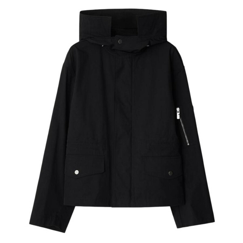 Burberry Nylon Cotton Short Hooded Parka, Size X-Small 8095493