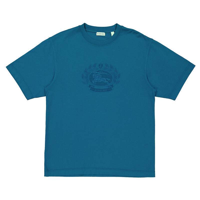 Burberry Oak Leaf Crest Embroidered Cotton Crewneck T-Shirt, Size