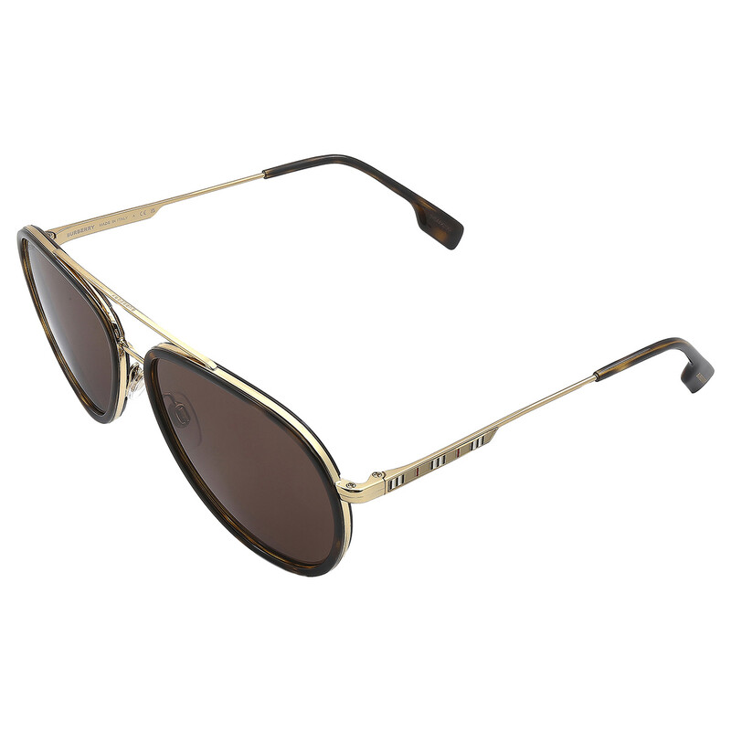 Burberry Aviator-Style Sunglasses in Dark Brown/Black Amazon.com: BURBERRY Sunglasses BE 3125 101773 Oliver Gold  main image 3