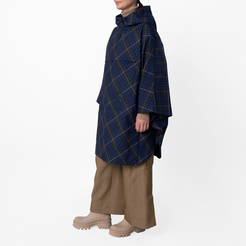Burberry Packaway Check Printed Twill Cape, Size XS/S 8105151
