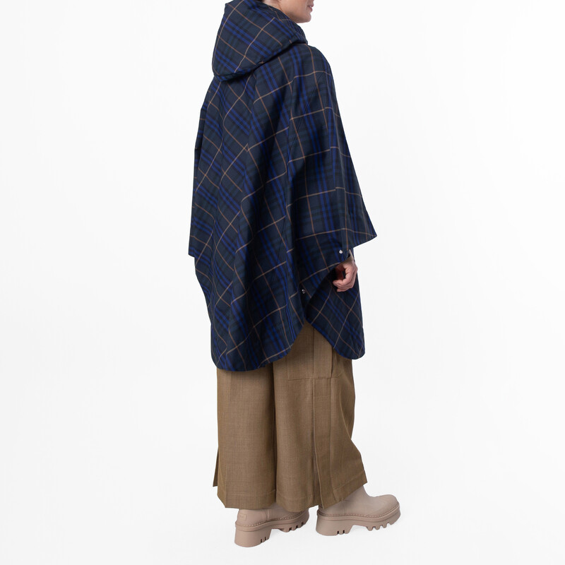 Burberry Packaway Check Printed Twill Cape, Size XS/S 8105151