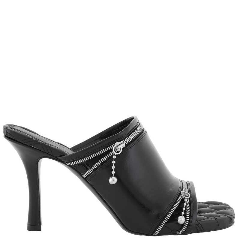 Burberry Peep 85mm Leather Slip-On Sandals, Brand Size 38 (US Size