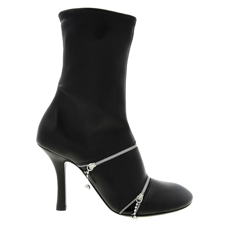 Burberry Peep Square Toe Leather Ankle Boots, Brand Size 35 (US