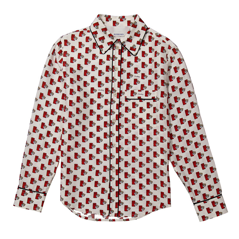 Burberry Postbox Silk Shirt, Brand Size 4 (US Size 2) 8094159
