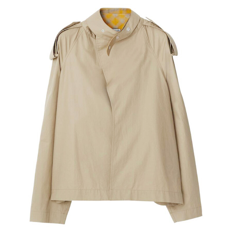 Burberry Cotton Jacket With Puttee Collar, Brand Size 4 ( US Size