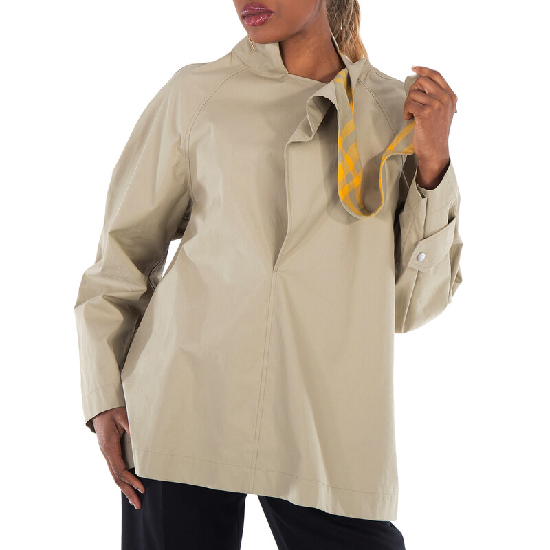 Burberry Cotton Jacket With Puttee Collar, Brand Size 4 ( US Size