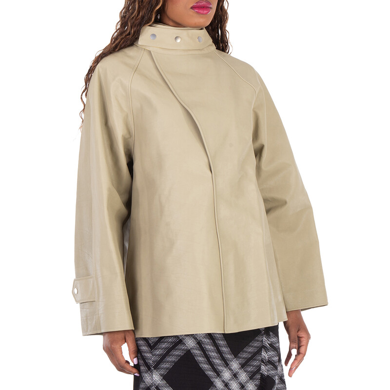 Burberry Puttee Collar Leather Jacket, Brand Size 6 ( US Size 4