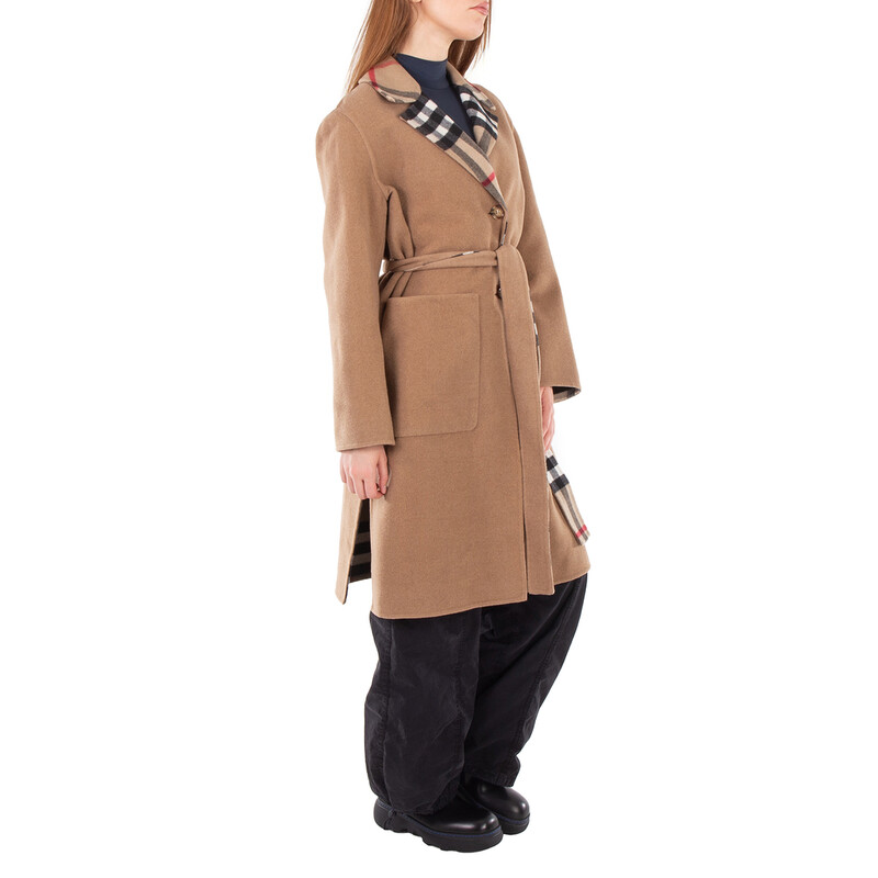 Burberry Reversible Belted Waist Wool Coat, Brand Size 12 (US Size