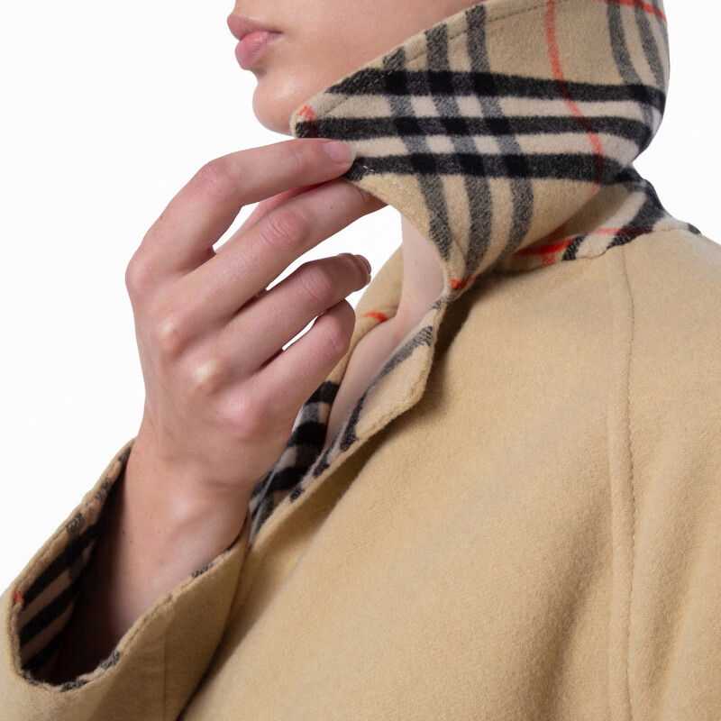 Burberry Reversible Check Wool Long Car Coat, Brand Size 4 ( US