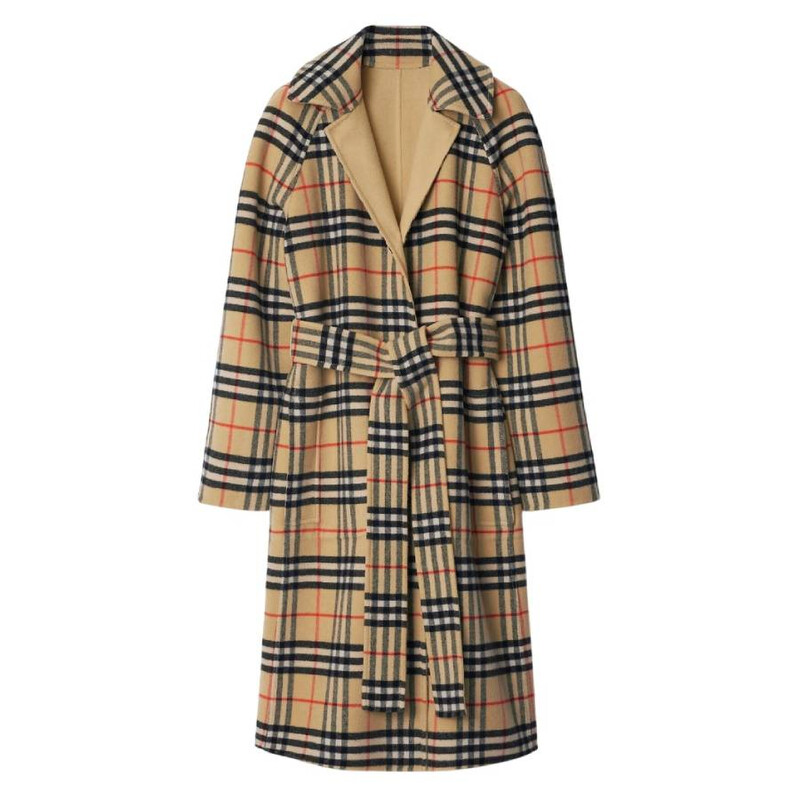 Burberry Reversible Check Wool Long Car Coat, Brand Size 4 ( US
