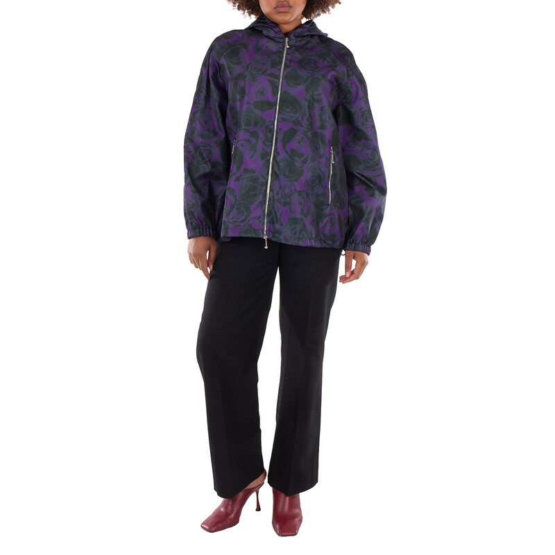 Burberry 花柄 ジャケット Geranium Leaf Quilted Nylon Floriston Jacket in Poppy red - Women