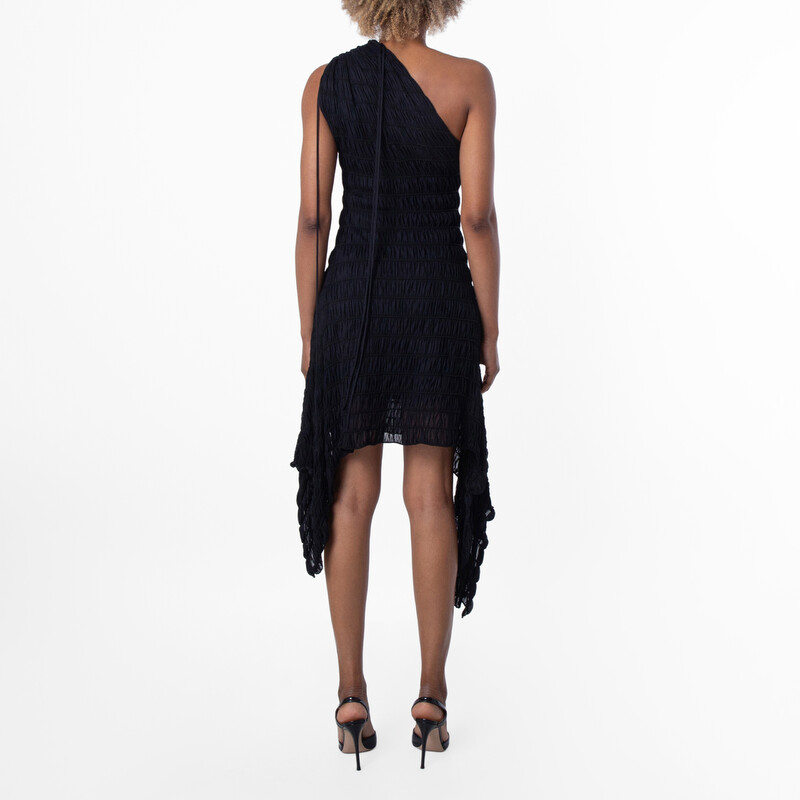 Burberry Ruched One-Shoulder Midi-Dress, Size Large 8089207