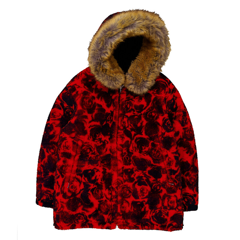 Burberry Shearling Jacket With Floral Print, Size Small 8079087