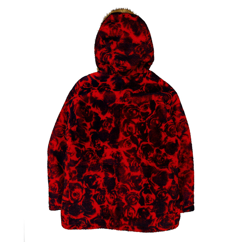 Burberry Shearling Jacket With Floral Print, Size Small 8079087