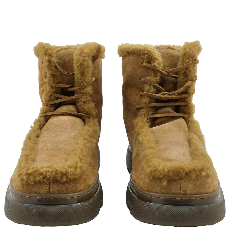 Burberry Shearling-Trim Suede Creeper Boots, Brand Size 40  display picture 3