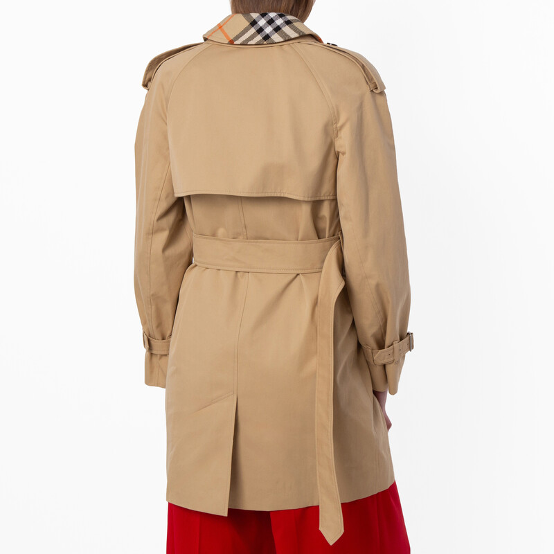 Burberry Short Gabardine Belted Trench Coat, Brand Size 8 ( US