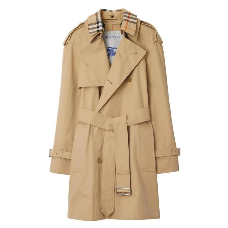 Burberry Short Gabardine Belted Trench Coat, Brand Size 8 ( US