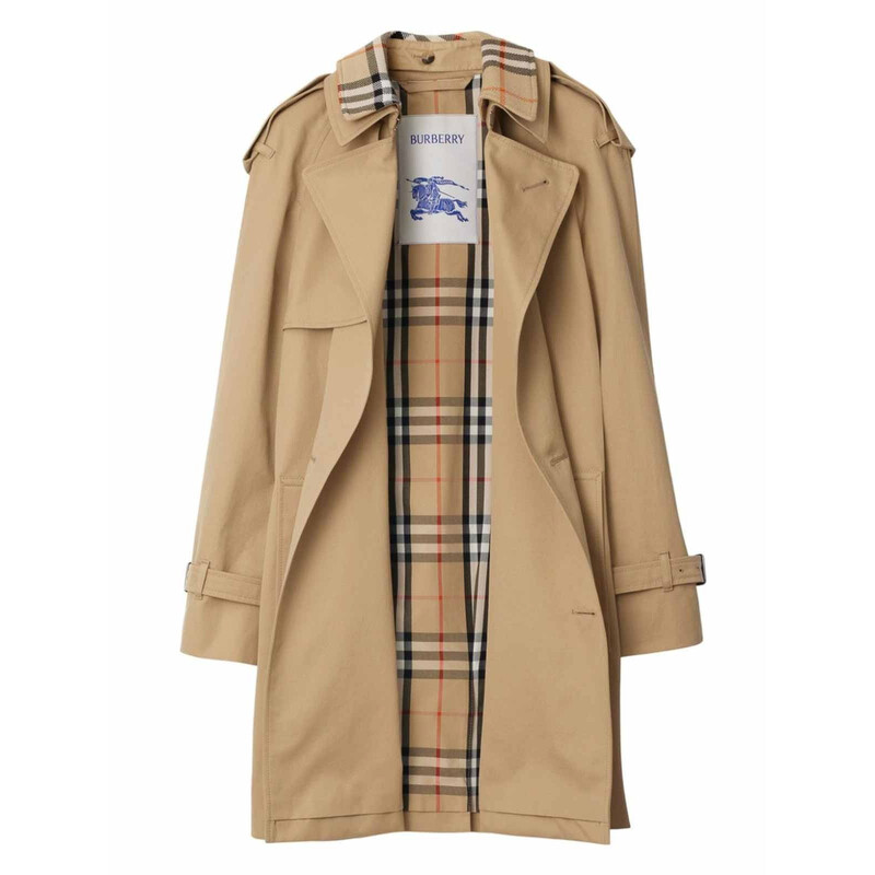 Burberry Short Gabardine Belted Trench Coat, Brand Size 8 ( US