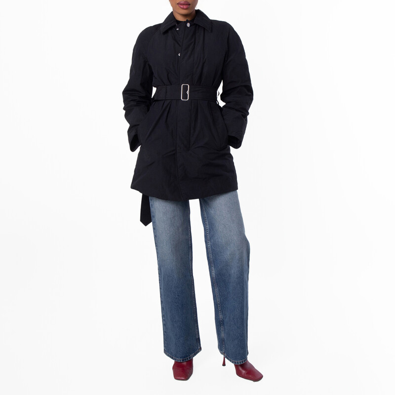 Burberry Short Single-Breasted Padded Car Coat, Size Large 8095486