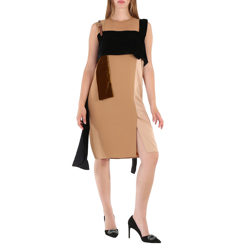 burberry bodycon dress burberry Licia Check Lace-Up Long Sleeve Dress in Dark Birch Brown Pat at Nordstrom, Size 6