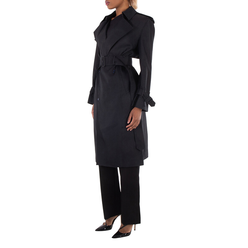 Burberry Silk Blend Double-Breasted Trench Coat, Brand Size 4 (US