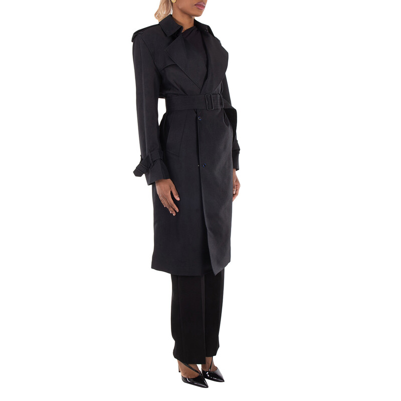 Burberry Silk Blend Double-Breasted Trench Coat, Brand Size 4 (US