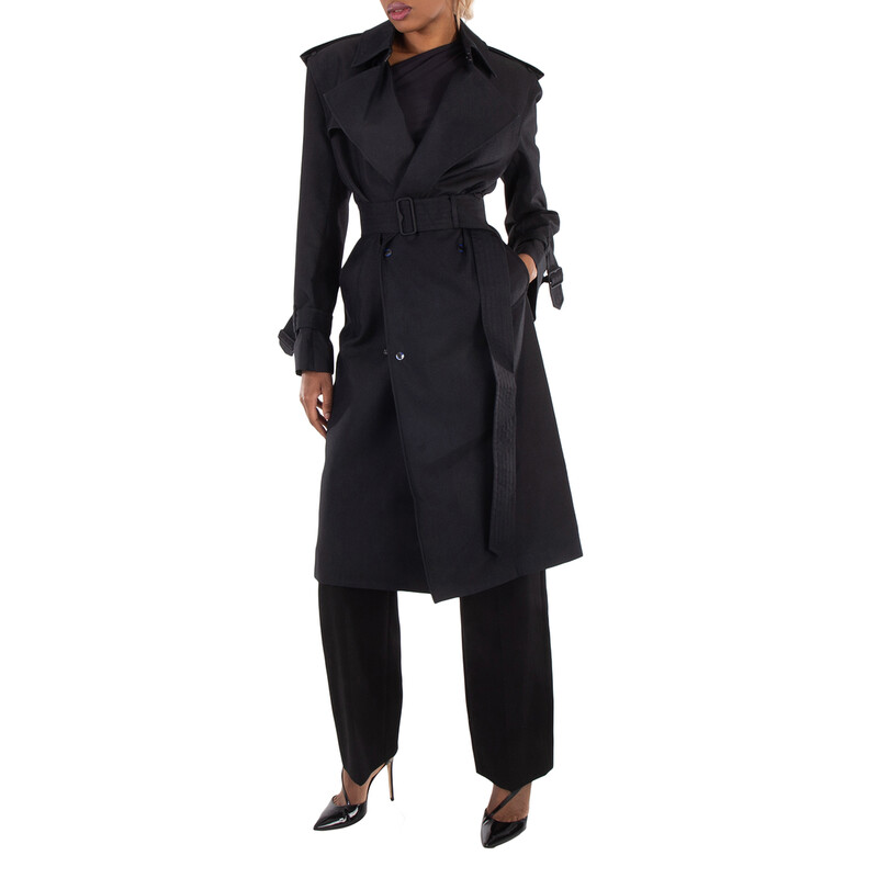 Burberry Silk Blend Double-Breasted Trench Coat, Brand Size 4 (US
