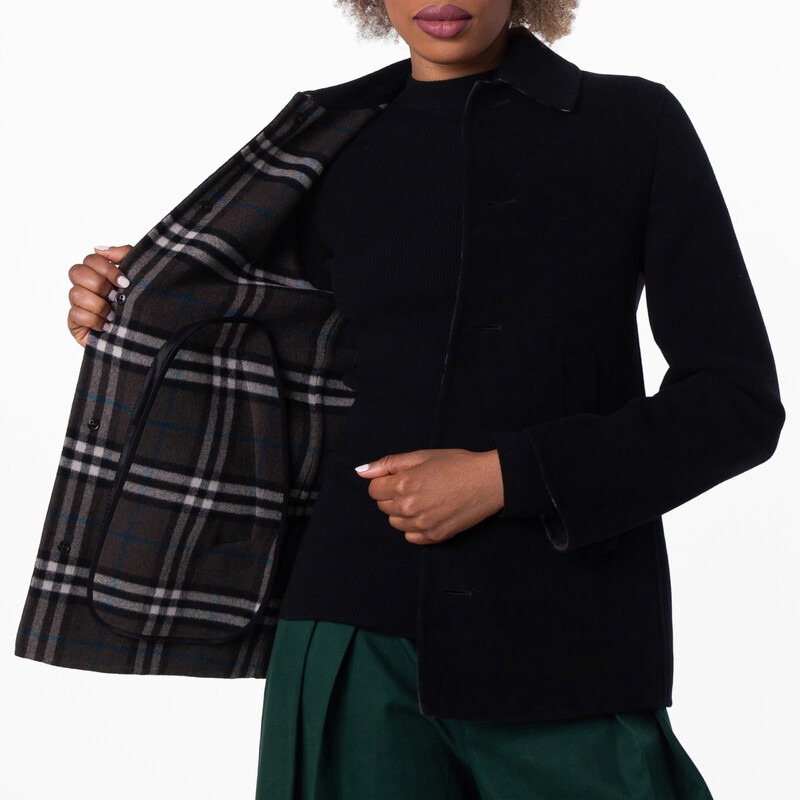 Burberry Single-Breasted Wool Short Coat, Brand Size 4 ( US Size 2