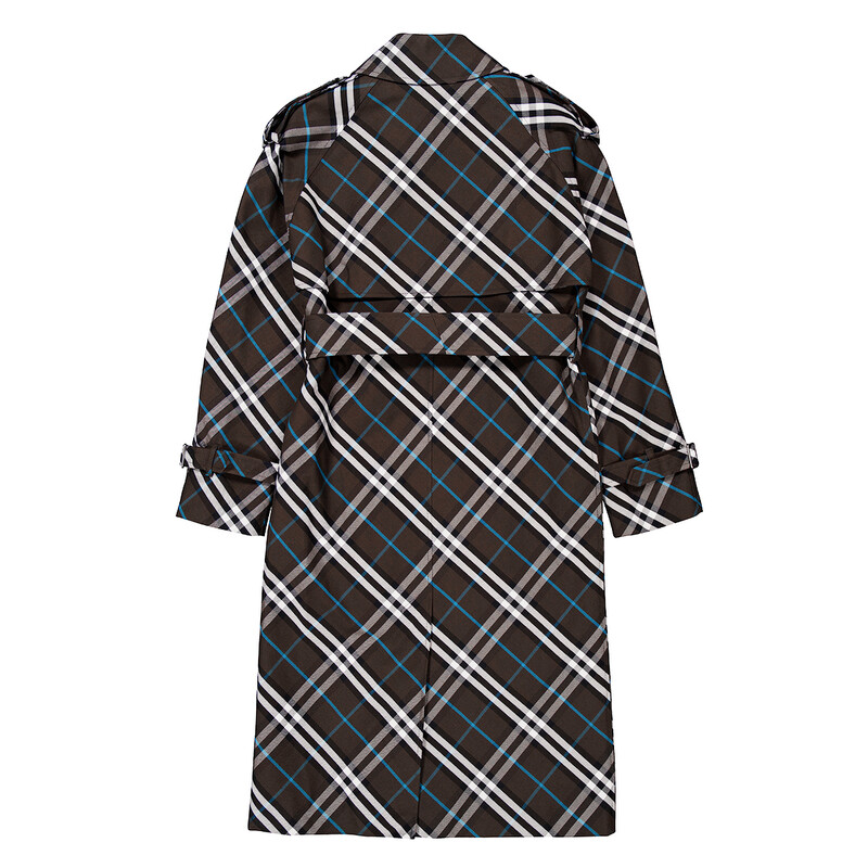 Burberry Snug Check-Print Long Trench Coat, Brand Size 4 ( US Size