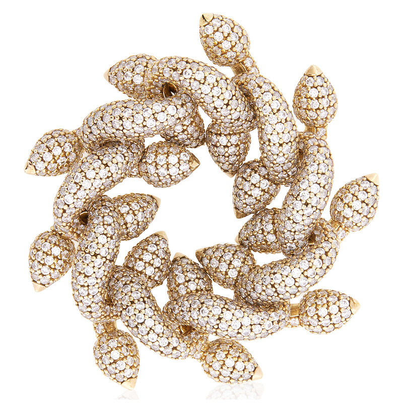 Burberry Spear Chain Pave Crystal Gold-Tone Ring, Size 51 8082272