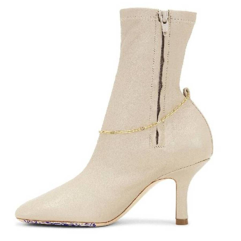 Burberry Square Toe Slinky Leather Ankle Boots, Brand Size 35 ( US