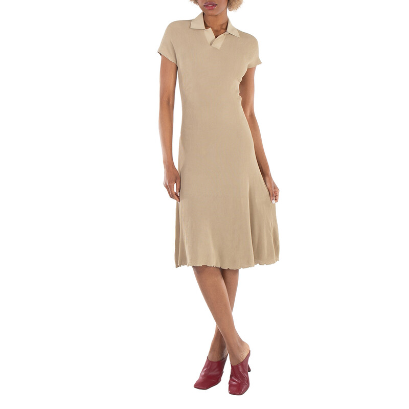 Burberry Rib Knit Polo Shirt Dress M Beige