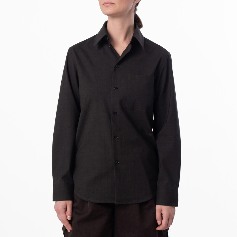 Burberry Stretch Wool Long-Sleeved Shirt, Brand Size 12 ( US Size