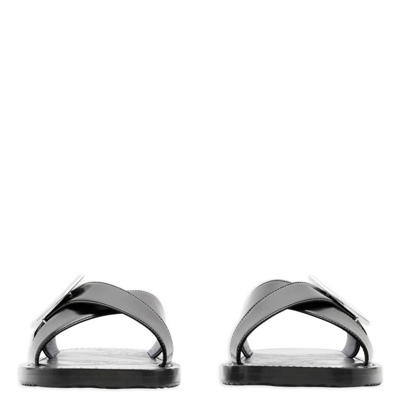 New Burberry EKD Shield Slide Sandal. Sz 40 $850 Burberry Knight Motif EKD Slab Leather Slides | eBay main image 4