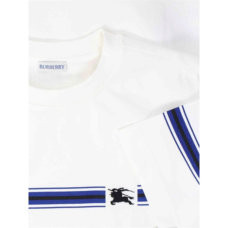 Burberry Stripe EKD Cotton T-Shirt, Size Small 8090436 - Clothing