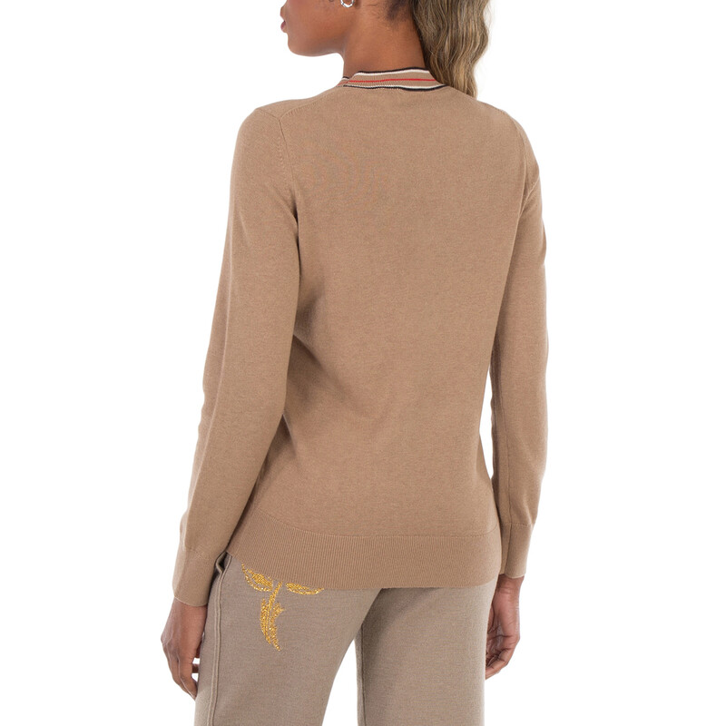 Burberry Striped Detailed Crewneck Cashmere Jumper, Size Medium